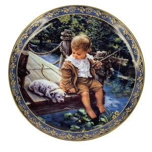 Reco "Gone Fishing" by Sandra Kuck Decorative Art Plate